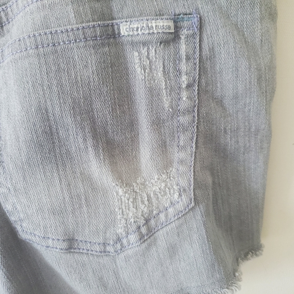 Charlotte Russe Jean Shorts Womens Size 10‎ Distressed Gray Cutoffs Daisy Dukes - Picture 7 of 10